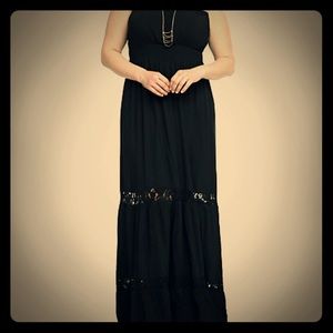 Torrid strapless black dress with crotchet detail